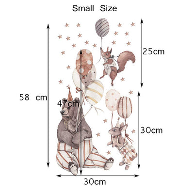Party Animals Bear Squirrel Bunnies Wall Sticker