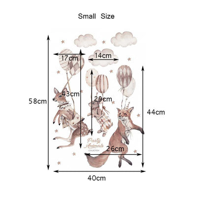 Party Animals Fox Deer Bunnies Wall Sticker
