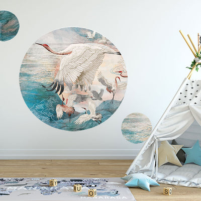 Dance of Crane Circle Wall Stickers