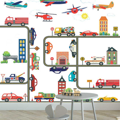 Vehicle Airplane Building Blocks Wall Stickers