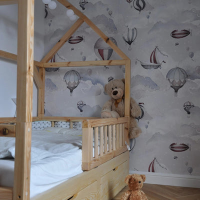 Hot Air Balloon Clouds Wall Paper K04