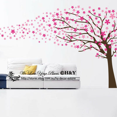 Cot Side Blowing Tree Flower Blossom Decal,hywallart