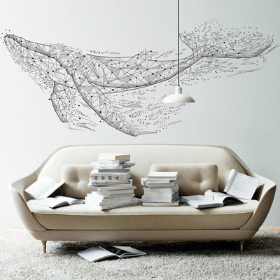 Geometric Whale Removable Wall Stickers,hywallart