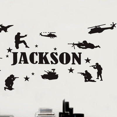 Combat Soldier Personalized Name Wall Stickers,hywallart