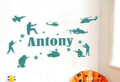 Combat Soldier Personalized Name Wall Stickers,hywallart