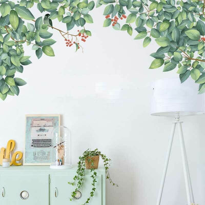 Birds Branch Leaves Wall Art Stickers,hywallart