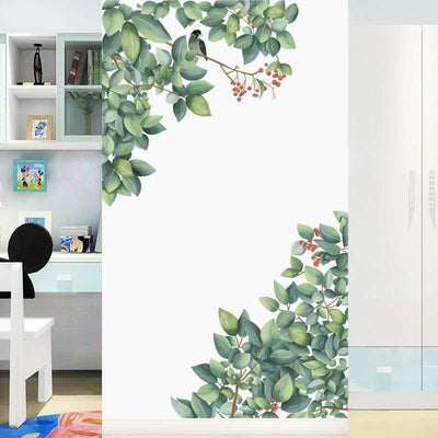 Birds Branch Leaves Wall Art Stickers,hywallart