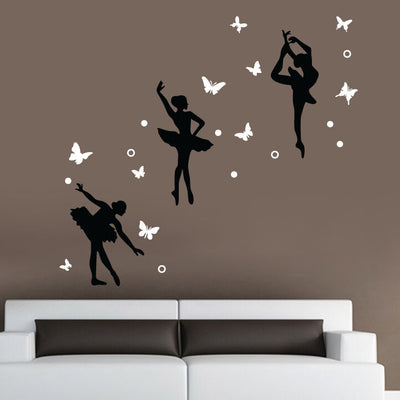 Ballerina Butterflies Dance Wall Art Stickers,hywallart