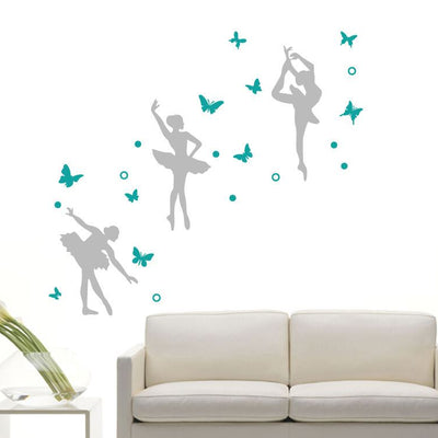 Ballerina Butterflies Dance Wall Art Stickers,hywallart