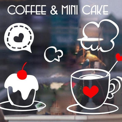 Cafe Cake Ice Cream Shop Window Wall Stickers,hywallart