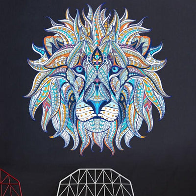110x110cm Blue Lion Head Wall Art Sticker,hywallart
