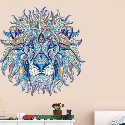 110x110cm Blue Lion Head Wall Art Sticker,hywallart
