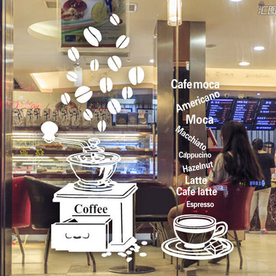 Coffee Cafe Shop Window Stickers,hywallart