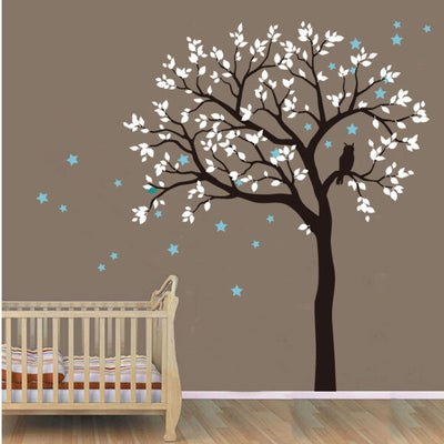 200x230cm Owl Hoot Star Tree Wall Stickers,hywallart