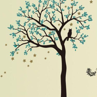 200x230cm Owl Hoot Star Tree Wall Stickers,hywallart