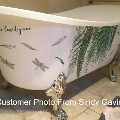 Tropical Leaves Dragonflies Wall Decal,hywallart