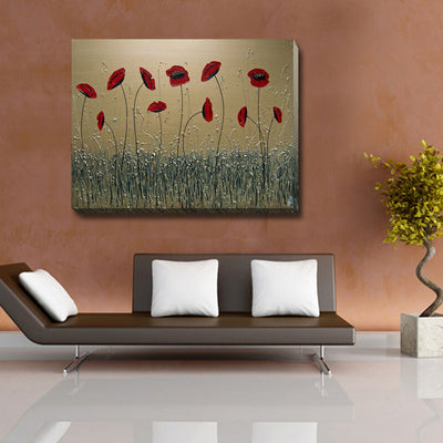 Poppy Flowers Stretched Canvas Print,hywallart
