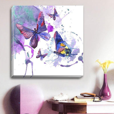 Butterflies Watercolour Stretched Canvas Print,hywallart