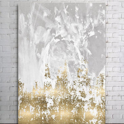 Grey Gold Stretched Canvas Print,hywallart