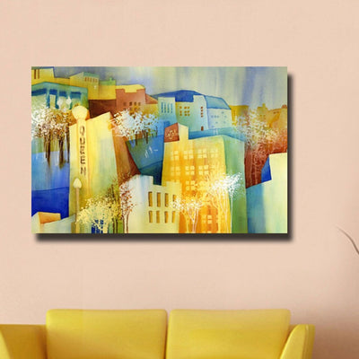 Hometown Under Sunshine Stretched Canvas Print,hywallart