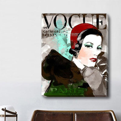 Vintage Vogue Stretched Canvas Print,hywallart