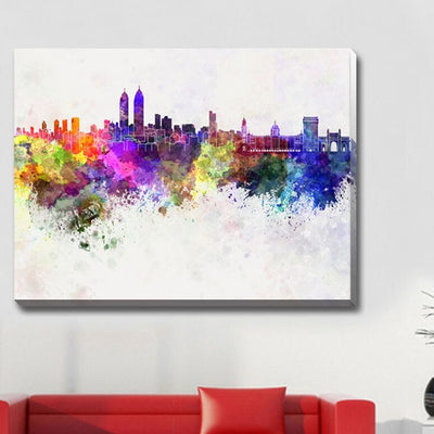 Melbourne City View Stretched Canvas Print,hywallart