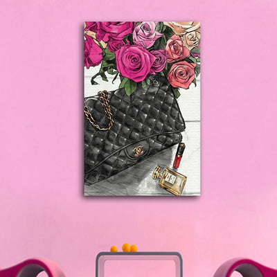 Bag Flower Fashion Stretched Canvas,hywallart