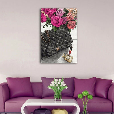 Bag Flower Fashion Stretched Canvas,hywallart