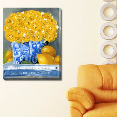 Golden Flower Fashion Stretched Canvas Print,hywallart