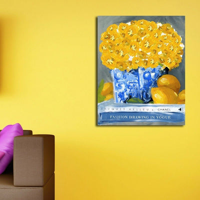 Golden Flower Fashion Stretched Canvas Print,hywallart