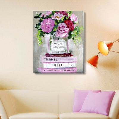 Pot Flower Book Fashion Stretched Canvas Print,hywallart