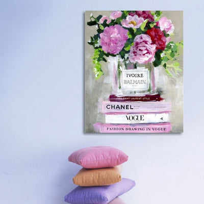 Pot Flower Book Fashion Stretched Canvas Print,hywallart