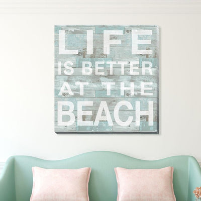 "Life is better at beach" Stretched Canvas Print,hywallart