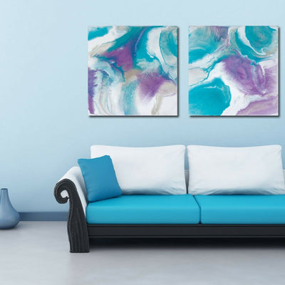 Set of 2 Blue Lilac Stretched Canvas Print,hywallart