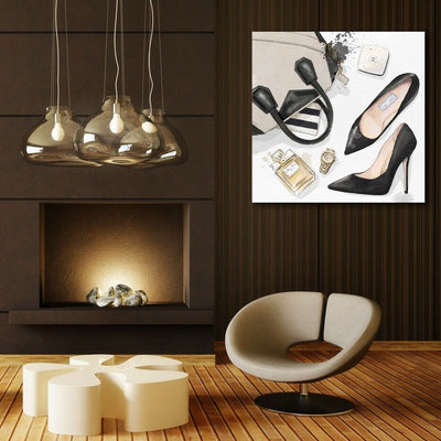 High heel Bag Perfume Stretched Canvas Print,hywallart