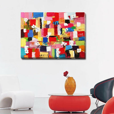 Candy Colour Grid Stretched Canvas Print,hywallart