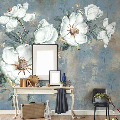 White Flower Removable  Wall Mural,hywallart