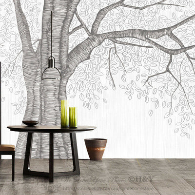Hand drawn Mega Tree Removable Wall Mural Paper Sticker Kid Wallpaper Decor Gift,hywallart