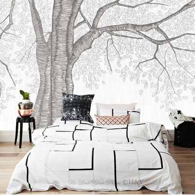 Hand drawn Mega Tree Removable Wall Mural Paper Sticker Kid Wallpaper Decor Gift,hywallart