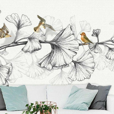 Tree Flower Birds Removable Wall Mural,hywallart