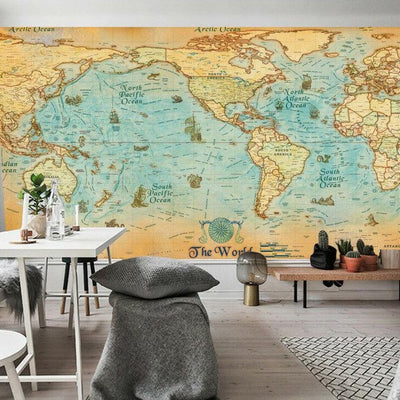 Ancient World Map Removable Wall Mural,hywallart