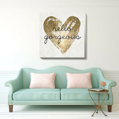Golden Heart Stretched Canvas Print,hywallart