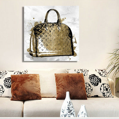 Golden Bag Stretched Canvas Picture Print,hywallart