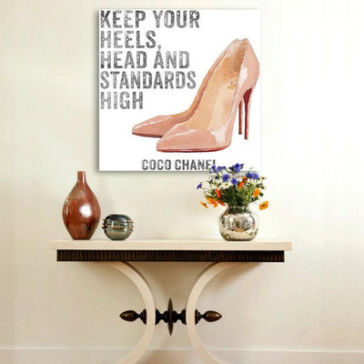 High heel typography Stretched Canvas Print,hywallart