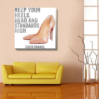 High heel typography Stretched Canvas Print,hywallart