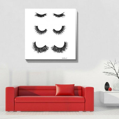 Girls Eyelash Fashion Stretched Canvas Print,hywallart