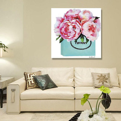 Fashion Flower Bag Stretched Canvas Print,hywallart