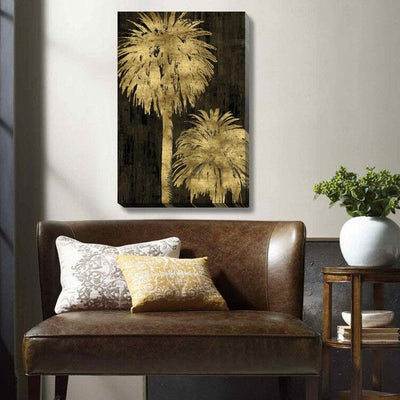 Golden Palm Tree Stretched Canvas Print,hywallart