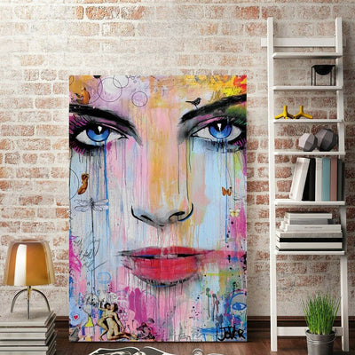Girl Face Stretched Canvas Print,hywallart