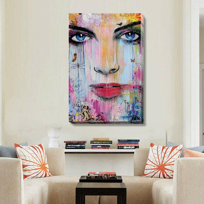 Girl Face Stretched Canvas Print,hywallart